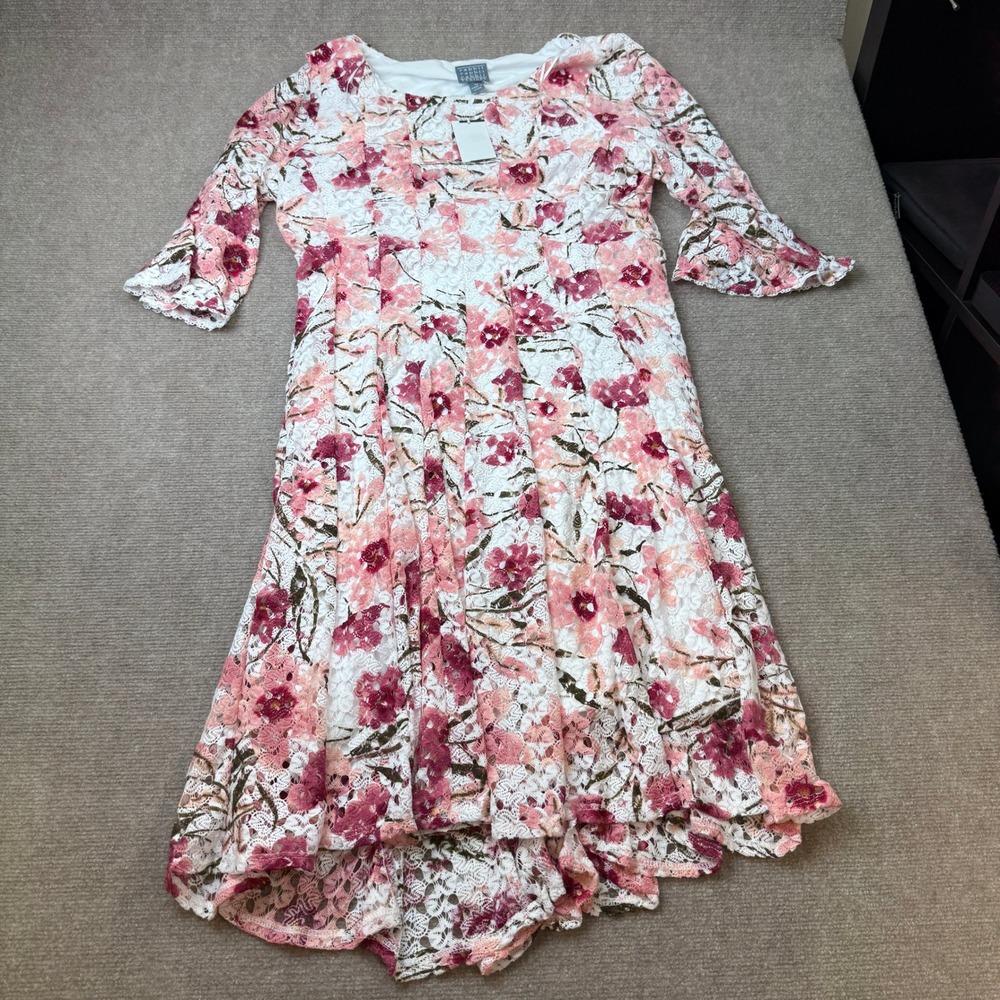 MSRP $89 Rabbit Rabbit Rabbit Design Womens 18 Blush Floral Dress Round Neck - Picture 2 of 8
